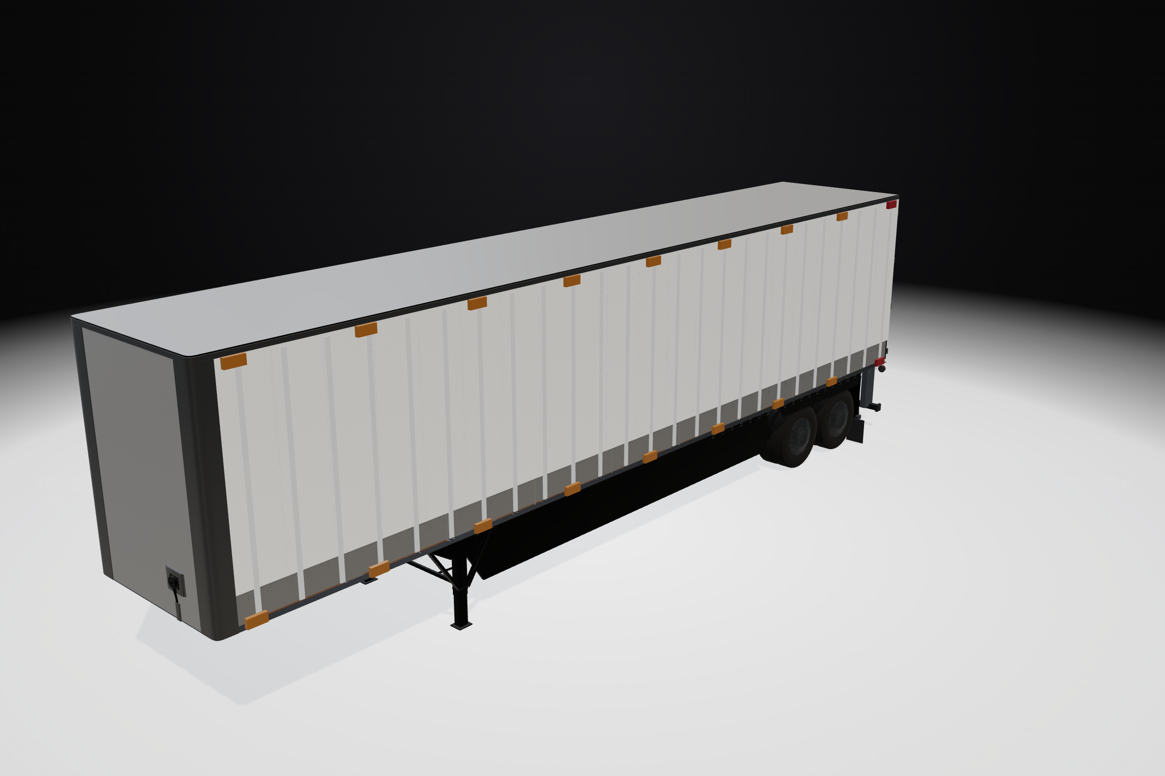 RigSpec trailer configurator showing a 53-foot dry van in 3D with box length, interior height and kingpin controls under the Northline Trailer Works demo brand
